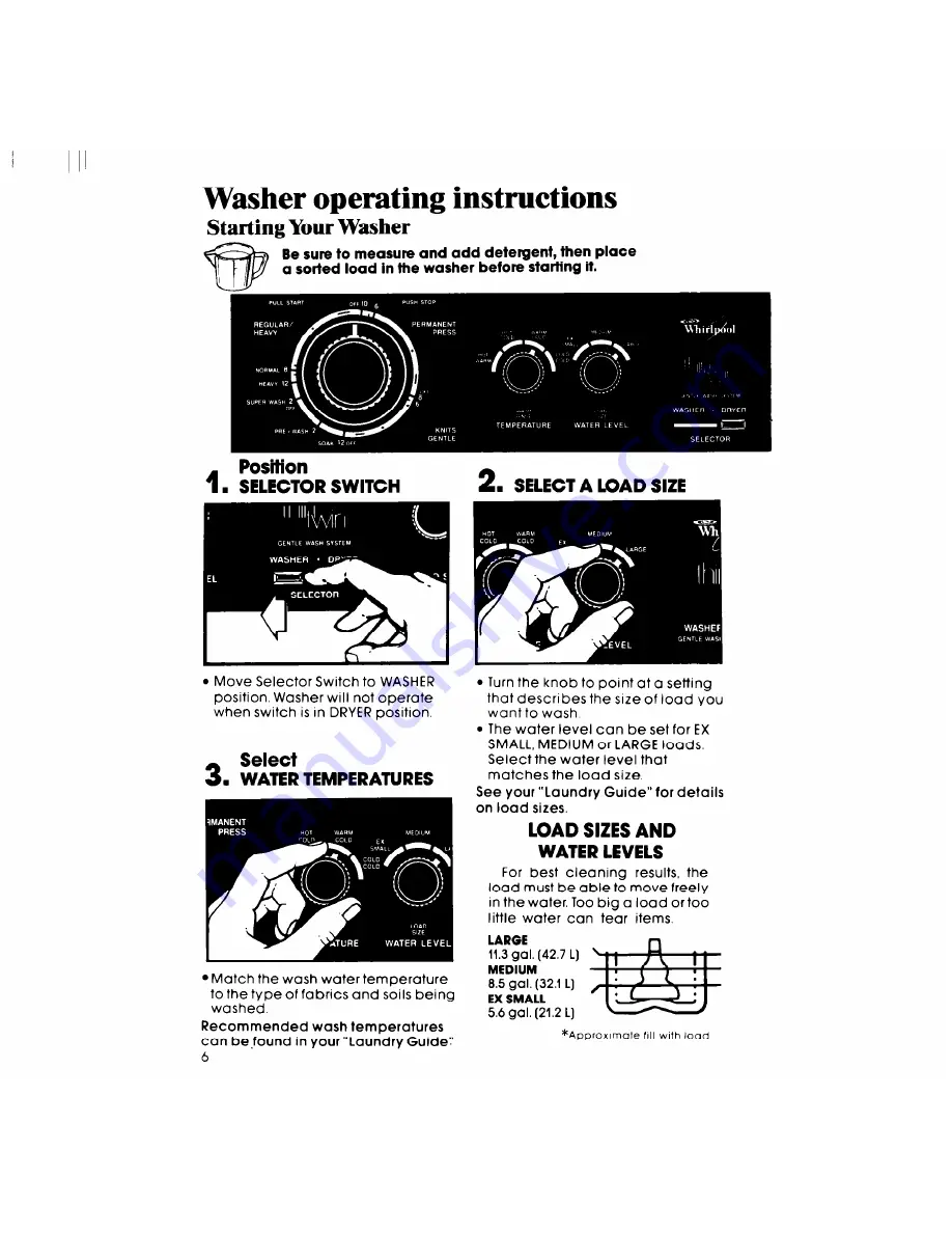 Whirlpool Thin Twin LT4900XS Use & Care Manual Download Page 6