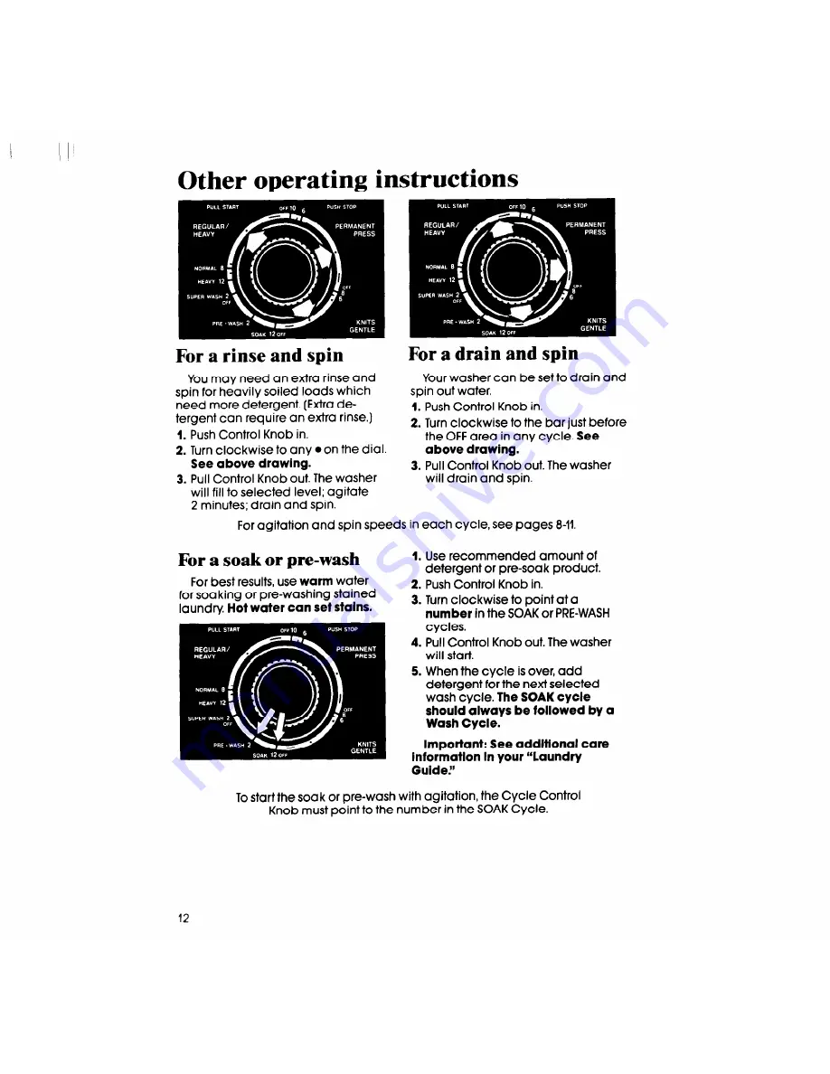 Whirlpool Thin Twin LT4900XS Use & Care Manual Download Page 12