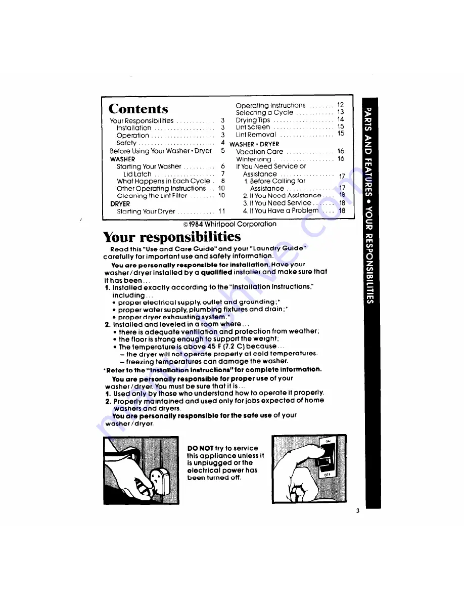 Whirlpool Thin Twin LT5000XM Use & Care Manual Download Page 3