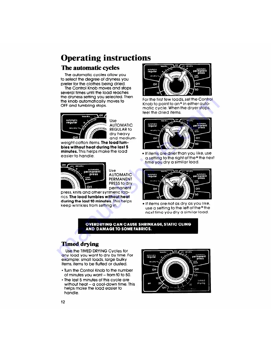 Whirlpool Thin Twin LT5000XM Use & Care Manual Download Page 12