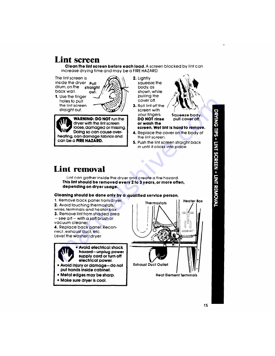 Whirlpool Thin Twin LT5000XM Use & Care Manual Download Page 15