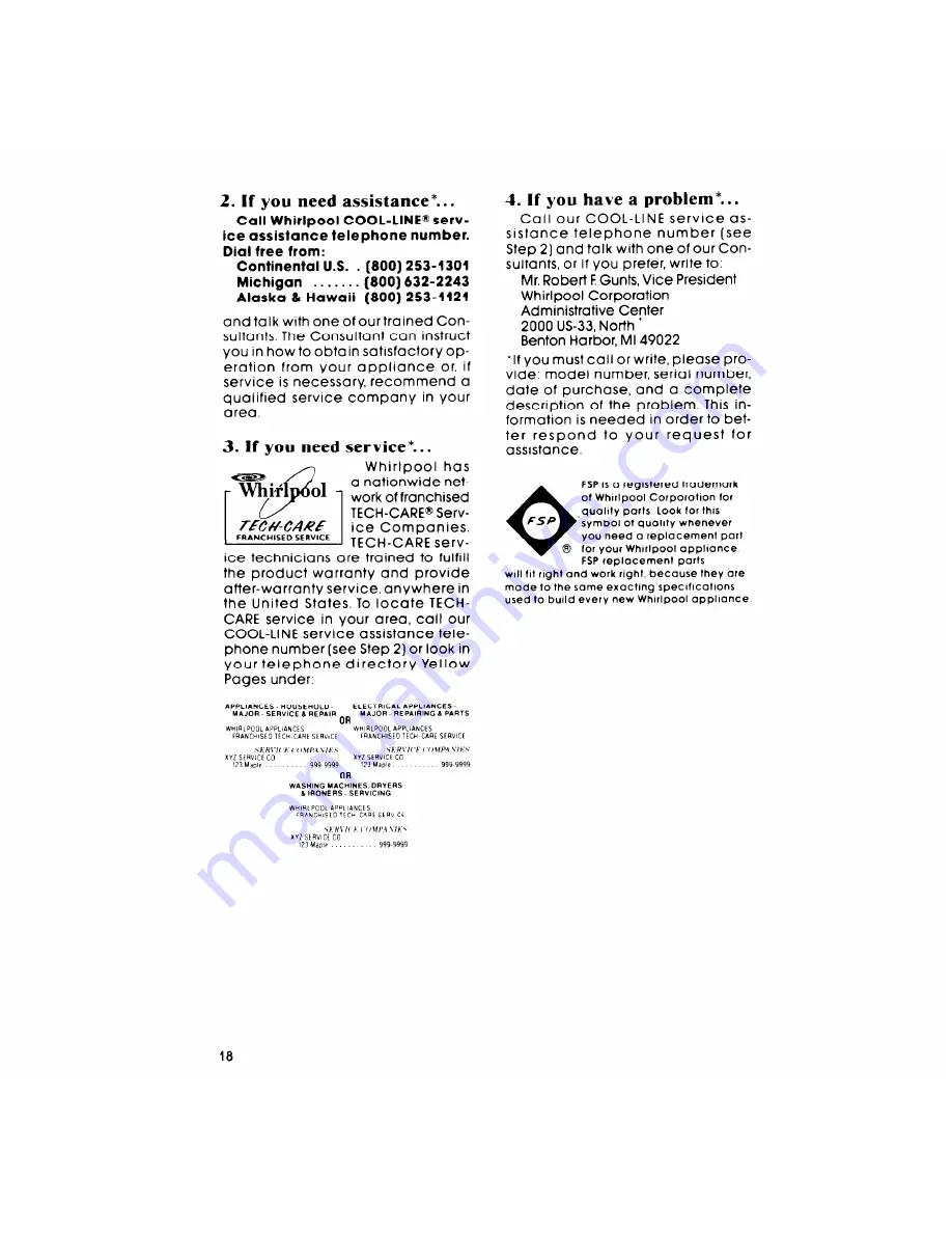 Whirlpool Thin Twin LT5000XM Use & Care Manual Download Page 18