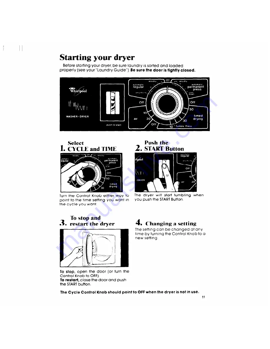 Whirlpool Thin Twin LT5005XM Use & Care Manual Download Page 11