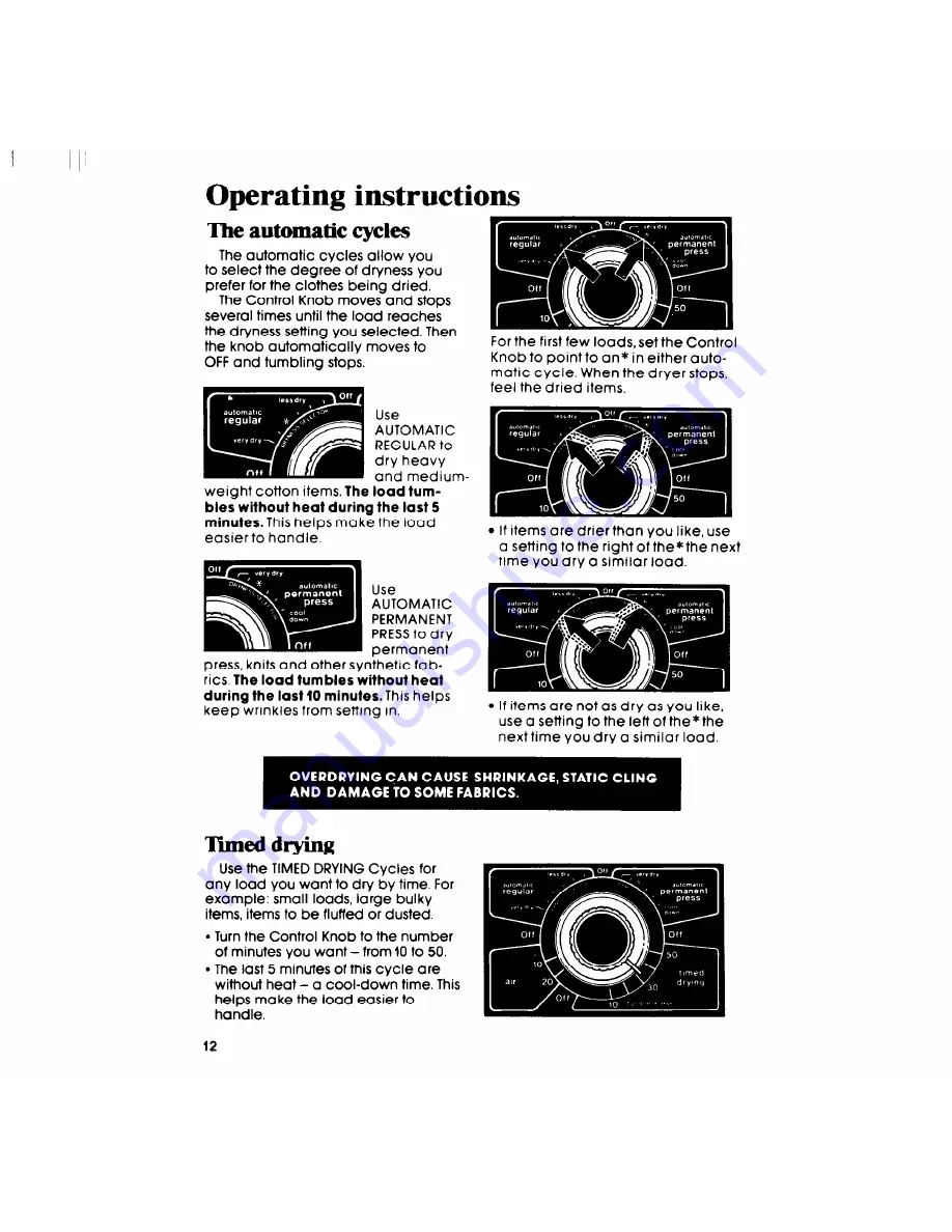 Whirlpool Thin Twin LT5005XM Use & Care Manual Download Page 12