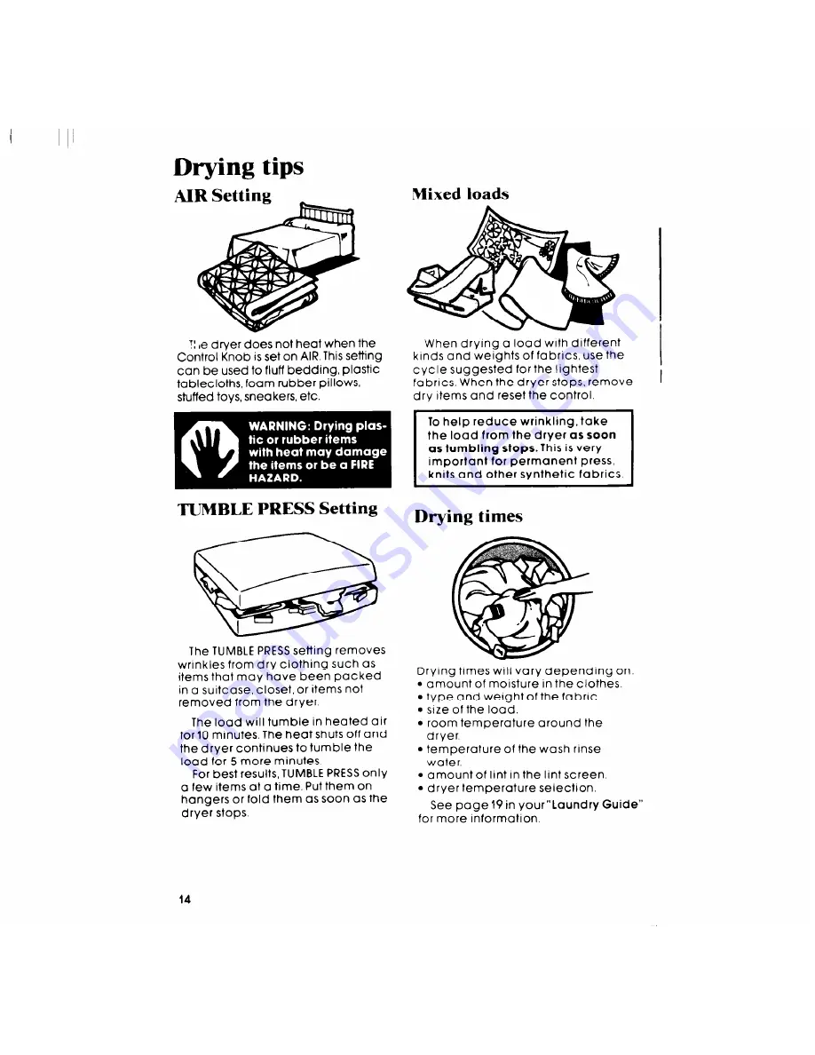 Whirlpool Thin Twin LT5005XM Use & Care Manual Download Page 14