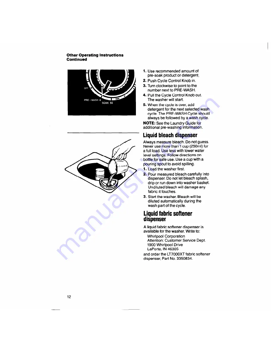 Whirlpool Thin Twin LT7000XV Use & Care Manual Download Page 12