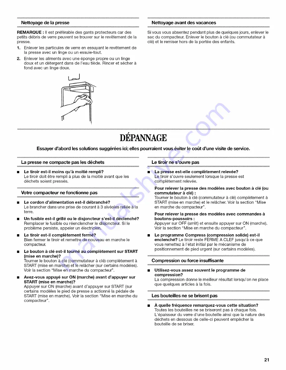 Whirlpool TU950QPXB0 Use & Care Manual Download Page 21