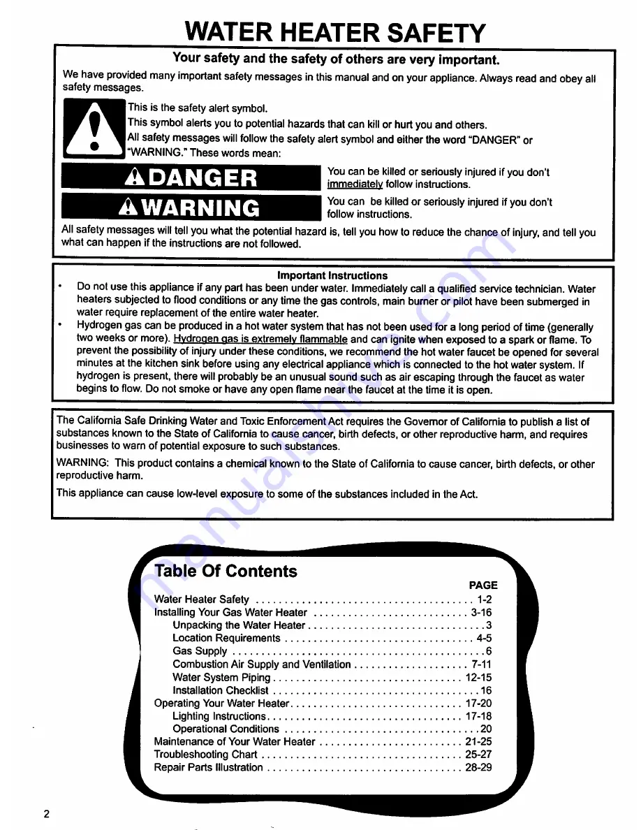 Whirlpool Ultra Low Nox Installation Instructions And Use & Care Manual Download Page 2