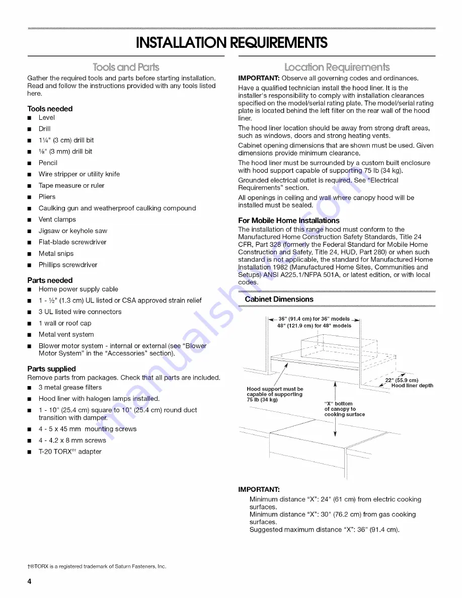 Whirlpool UXL6036YSS0 Installation Instructions And Use & Care Manual Download Page 4