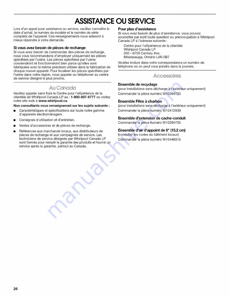 Whirlpool UXW6530BS0 Use & Care Manual Download Page 26