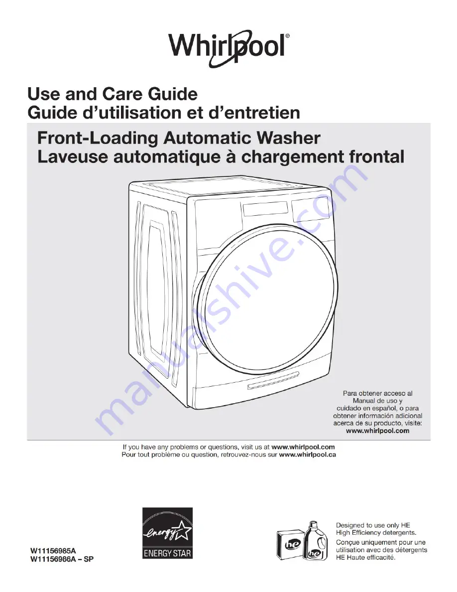 Whirlpool W11156985A Скачать руководство пользователя страница 1