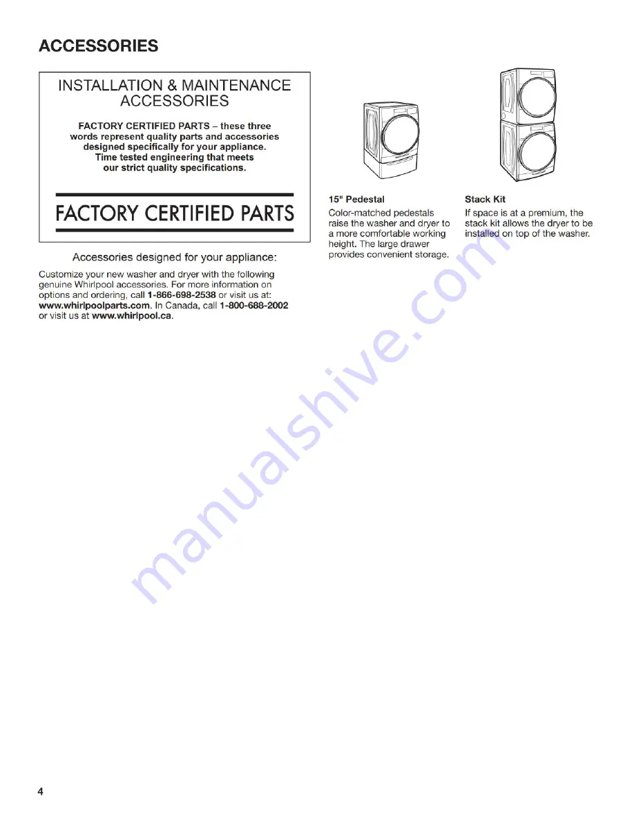 Whirlpool W11156985A Скачать руководство пользователя страница 4