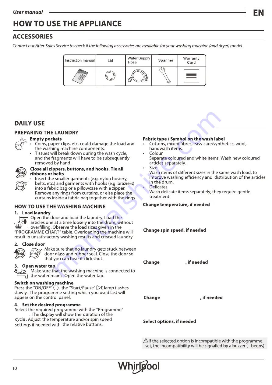 Whirlpool WDC11704RG Series Скачать руководство пользователя страница 10