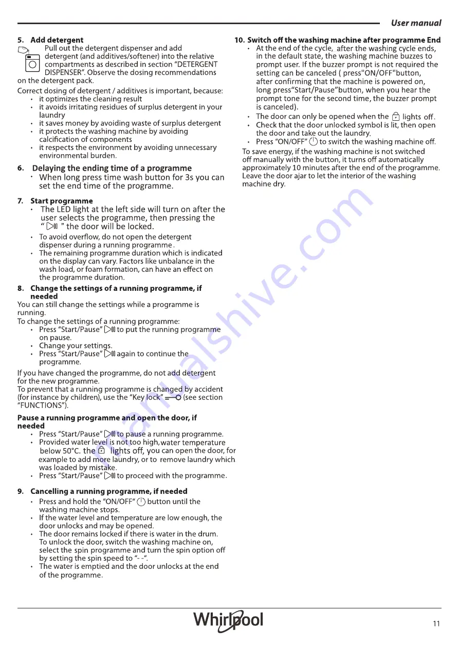 Whirlpool WDC11704RG Series Health & Safety, Use & Care, Installation Manual Download Page 11