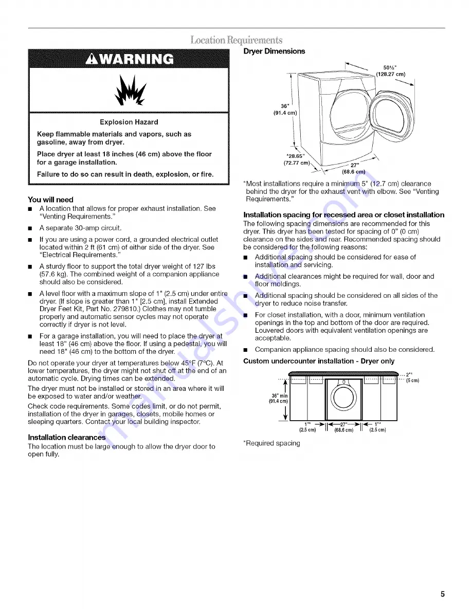 Whirlpool WED8300SB - Duet Sport Electric Dryer Use & Care Manual Download Page 5