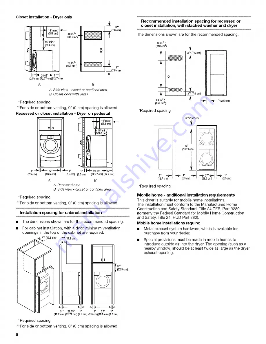 Whirlpool WED8300SB - Duet Sport Electric Dryer Use & Care Manual Download Page 6