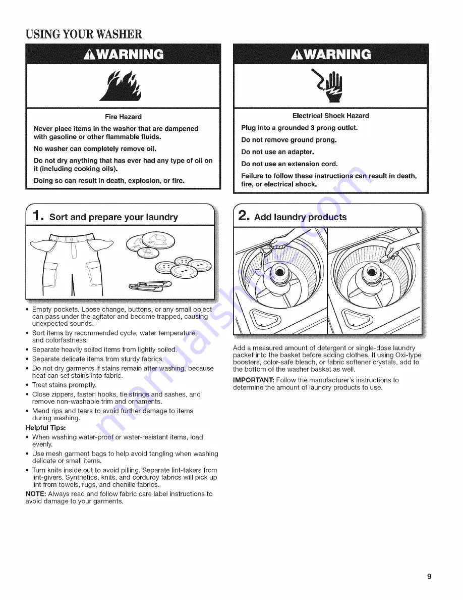 Whirlpool WET3300XQ2 Use And Care Manual Download Page 9