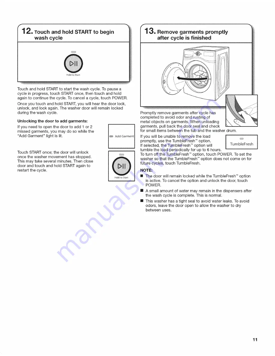 Whirlpool WFW70HEBW0 Скачать руководство пользователя страница 11