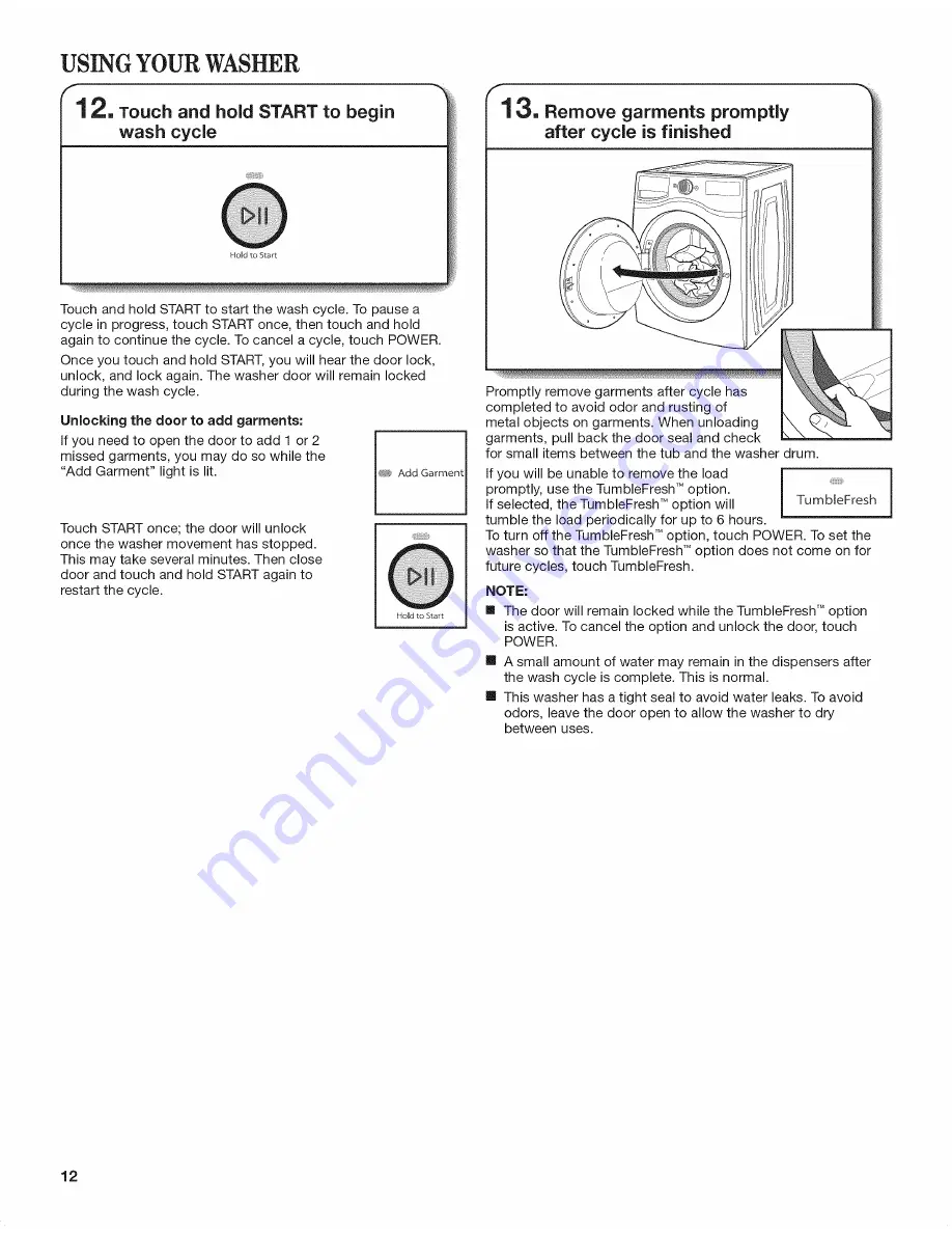 Whirlpool WFW86HEBC0 Скачать руководство пользователя страница 12