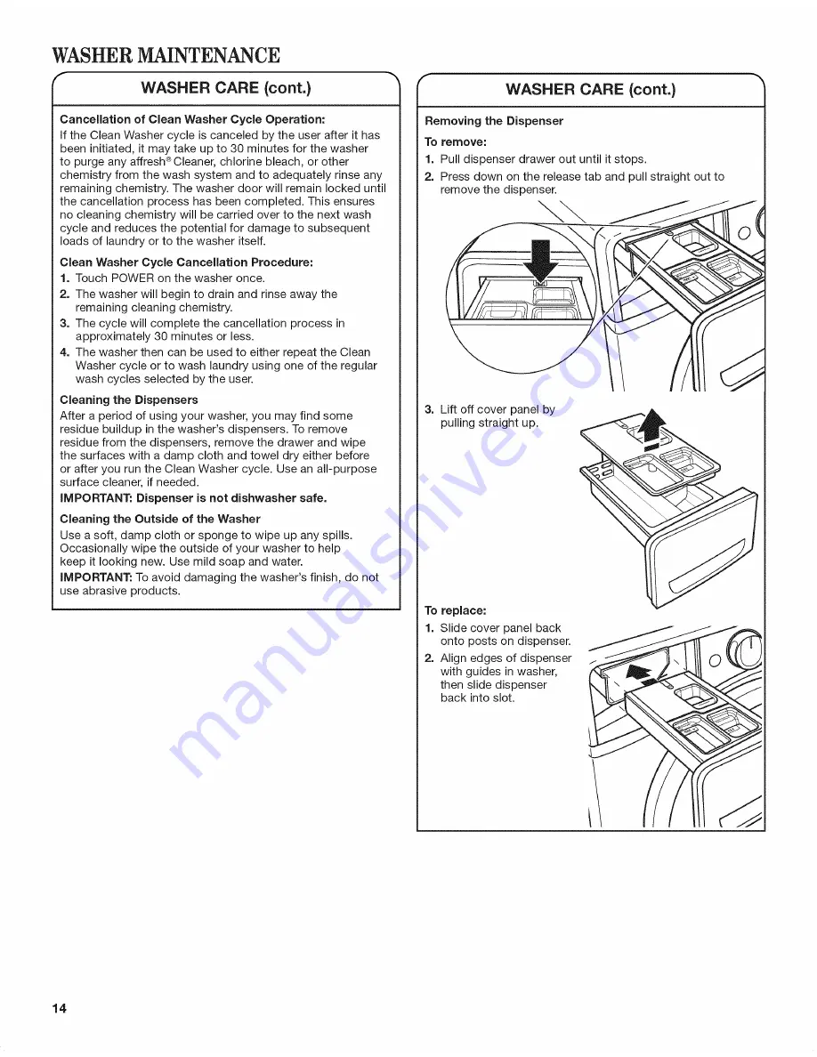 Whirlpool WFW86HEBC0 Use & Care Manual Download Page 14