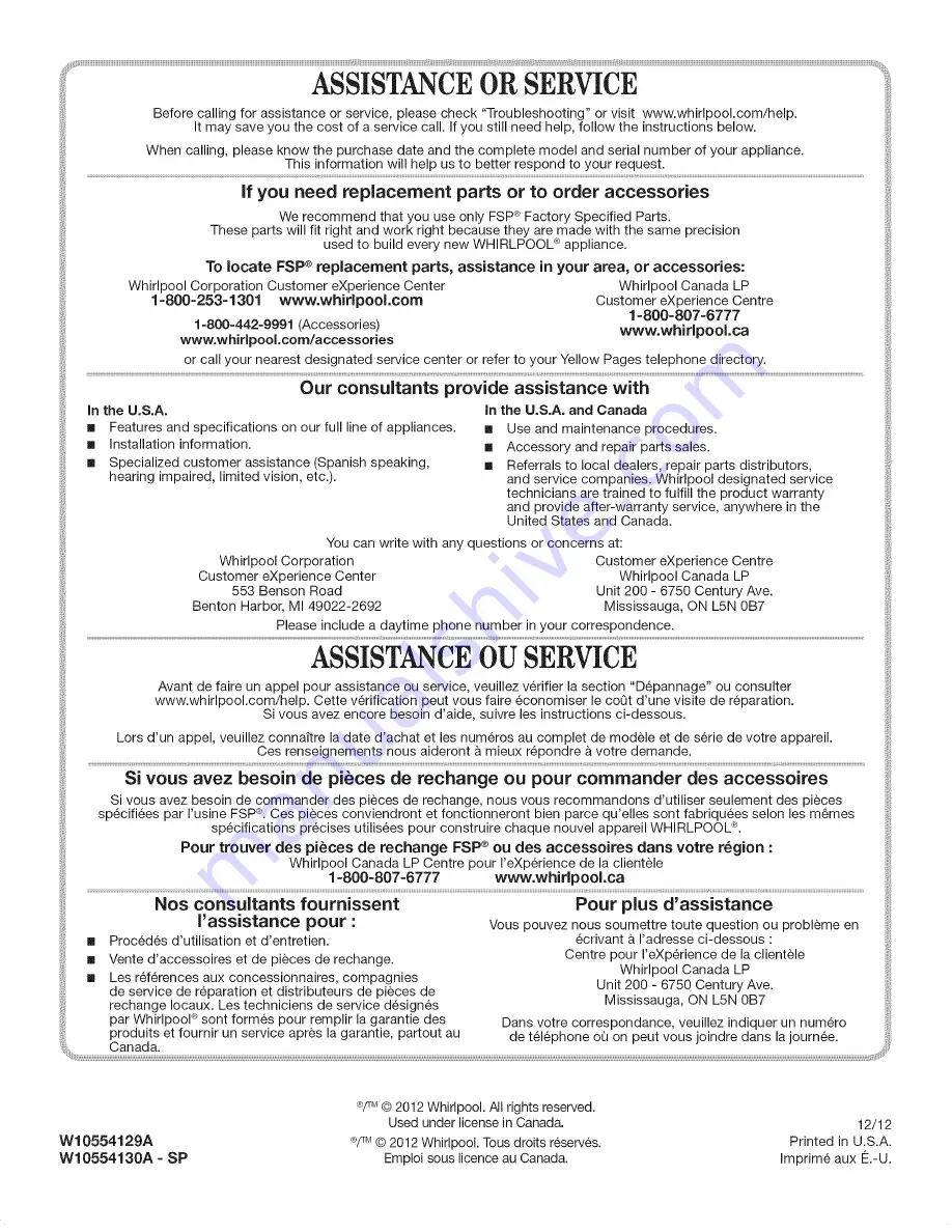 Whirlpool WFW86HEBC0 Use & Care Manual Download Page 48