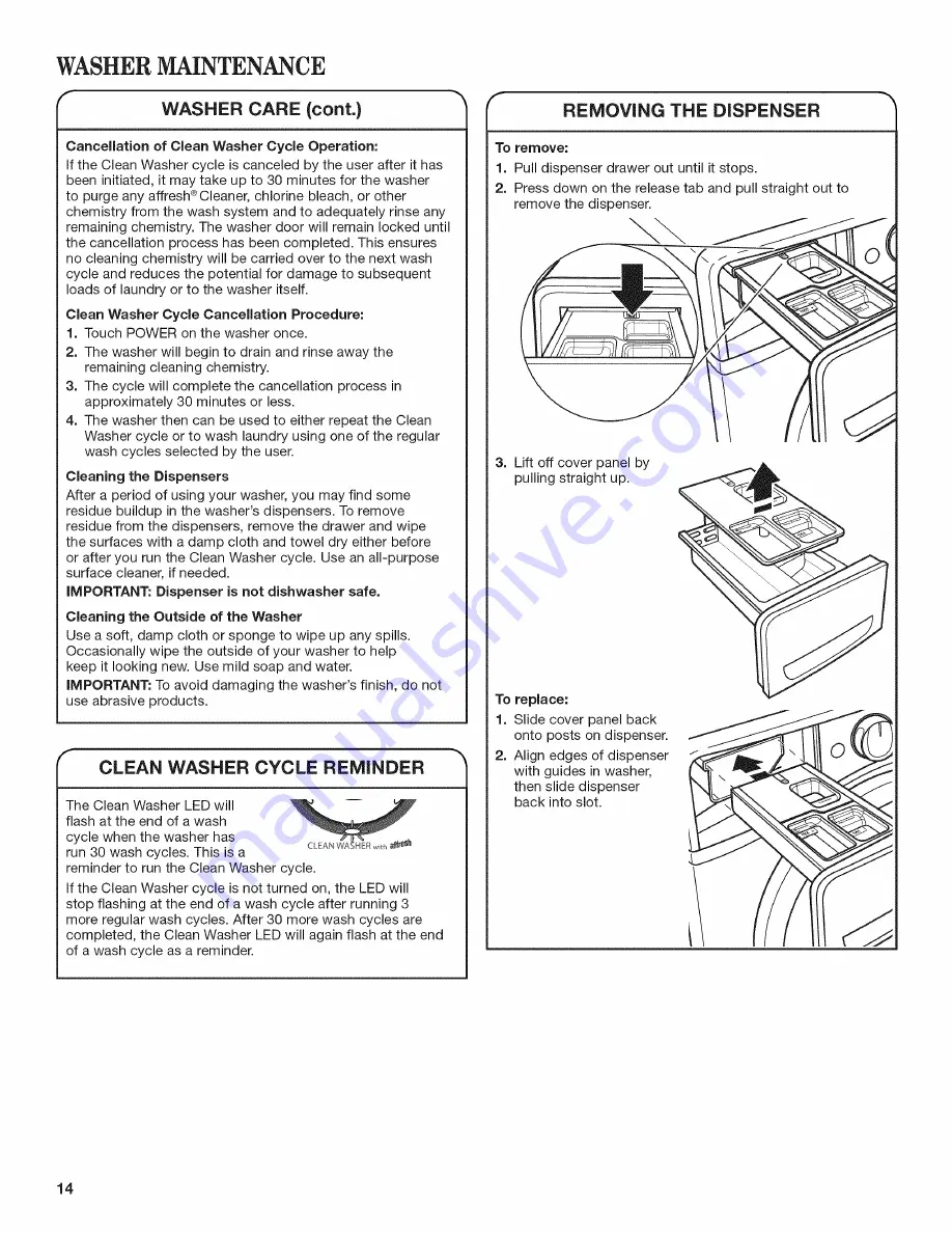 Whirlpool WFW88HEAC1 Use & Care Manual Download Page 14