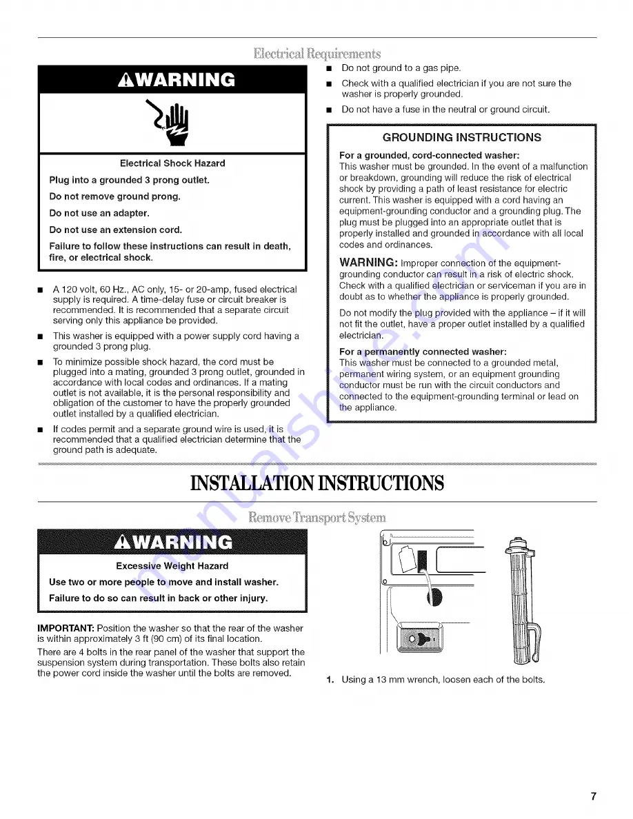 Whirlpool WFW9500TC00 Скачать руководство пользователя страница 7