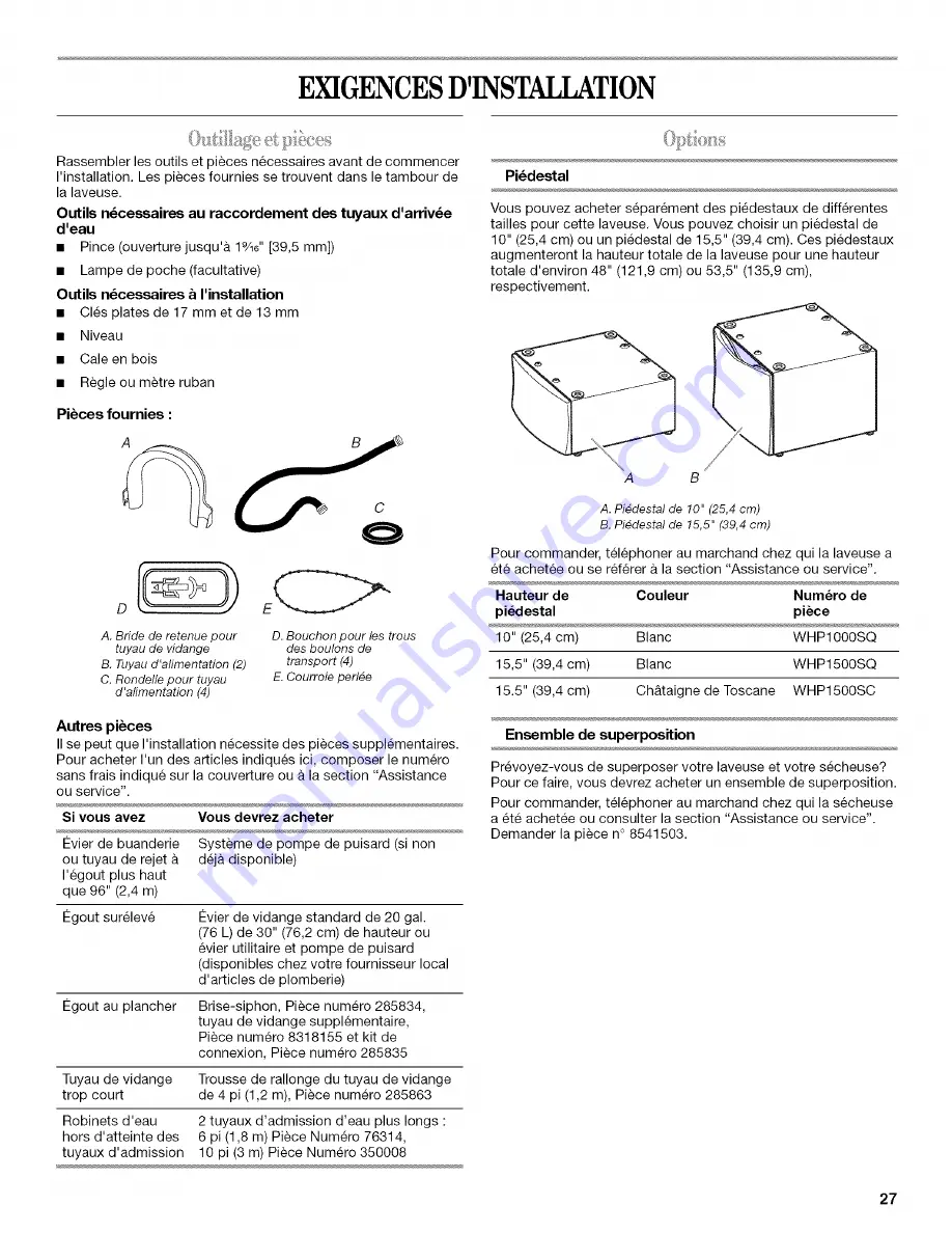 Whirlpool WFW9500TC00 Use & Care Manual Download Page 27