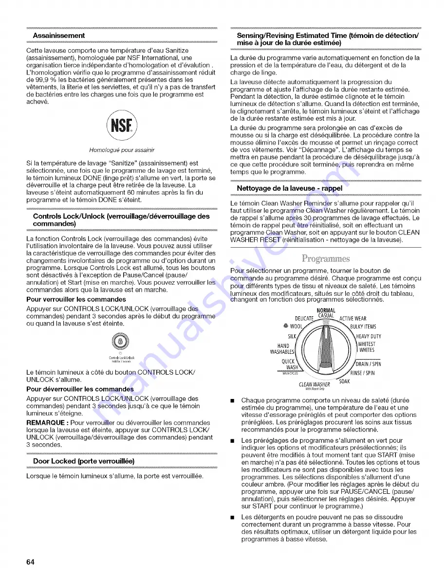 Whirlpool WFW9600TA00 Скачать руководство пользователя страница 64