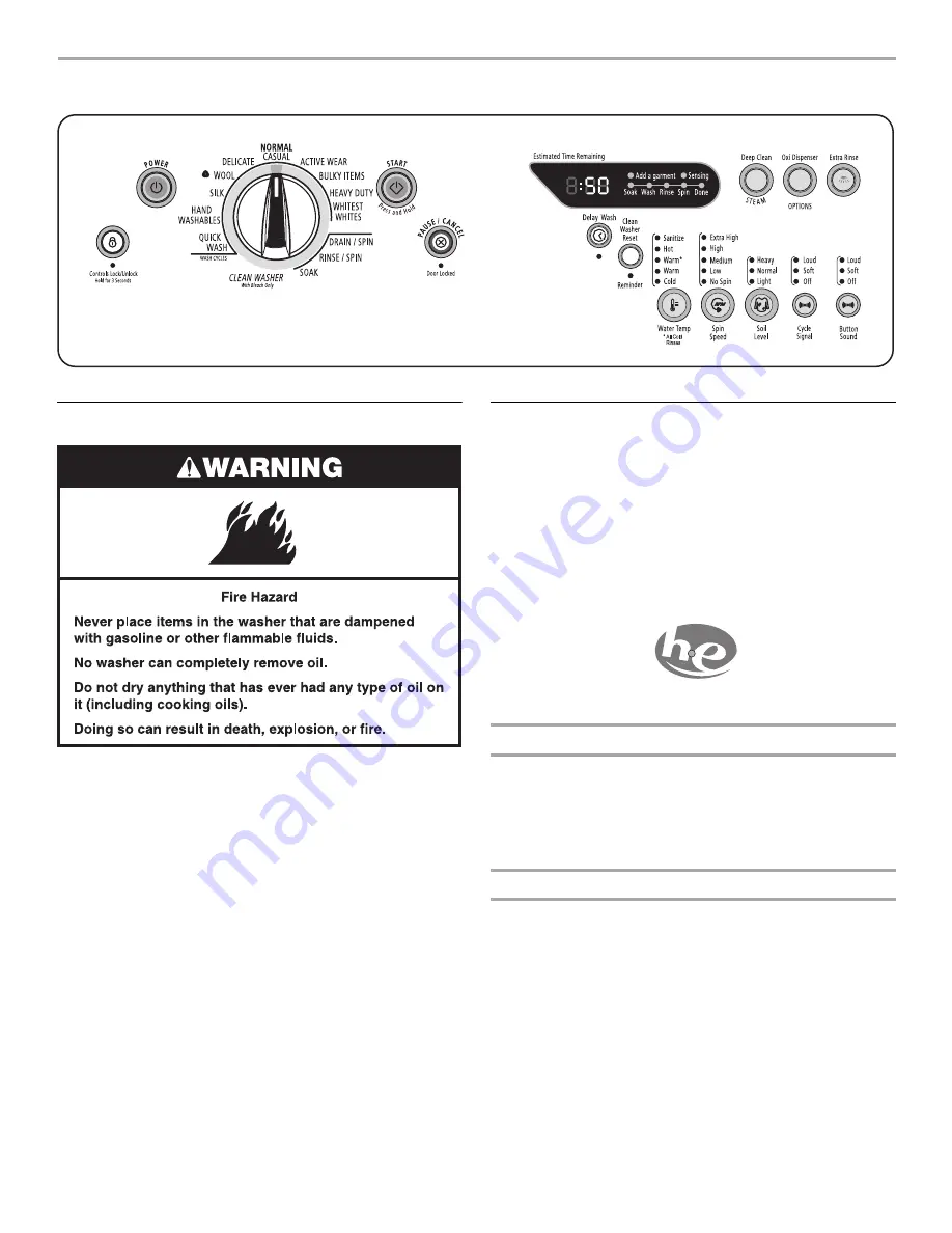 Whirlpool WFW9700VW - Duet Steam -Front Load Washer Скачать руководство пользователя страница 11