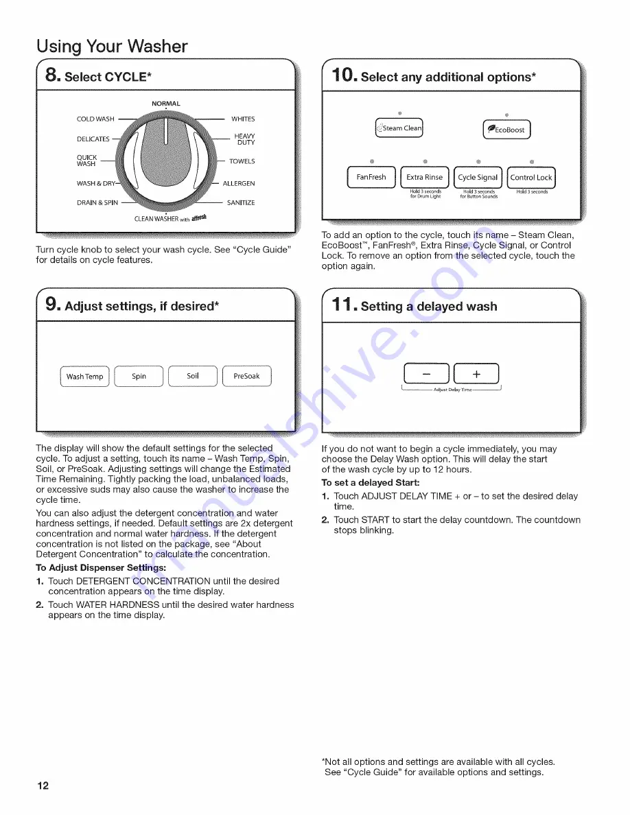 Whirlpool WFW97HEDBD0 Скачать руководство пользователя страница 12