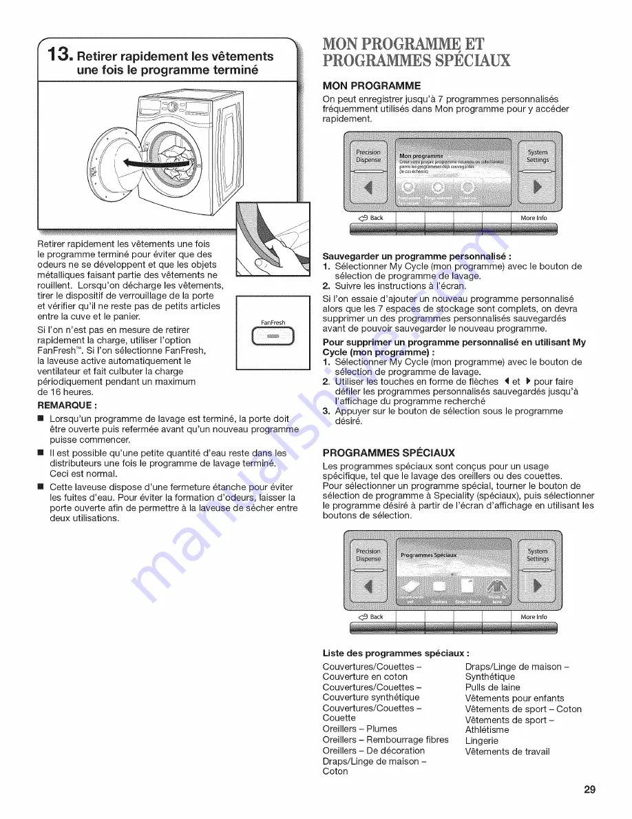 Whirlpool WFW97HEXL1 Use & Care Manual Download Page 29