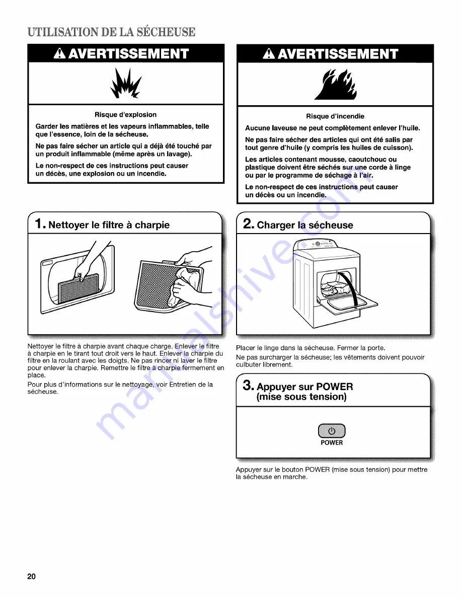 Whirlpool WGD5600XW0 Use And Care Manual Download Page 20