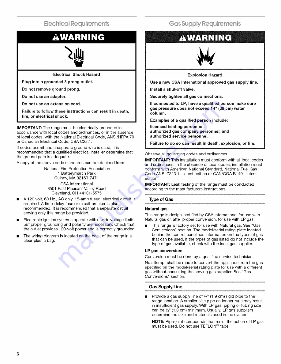 Whirlpool WGG555S0BB00 Installation Instructions Manual Download Page 6