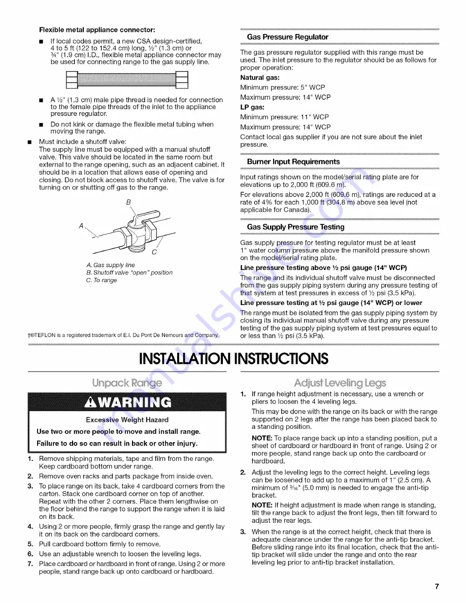 Whirlpool WGG555S0BB00 Installation Instructions Manual Download Page 7