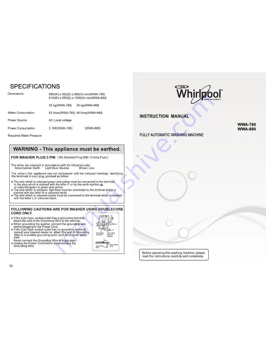 Whirlpool WMA-780 Instruction Manual Download Page 2