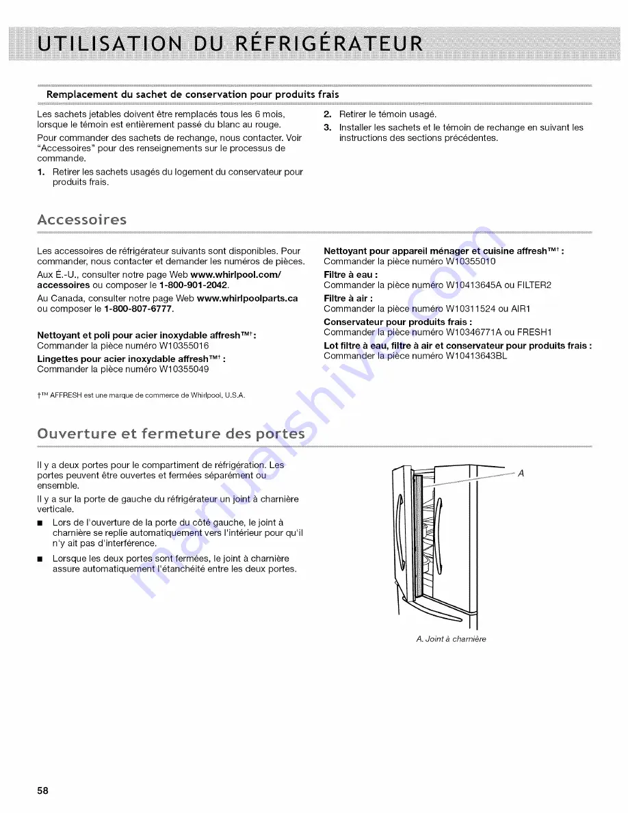 Whirlpool WRF736SDAB0 Скачать руководство пользователя страница 58