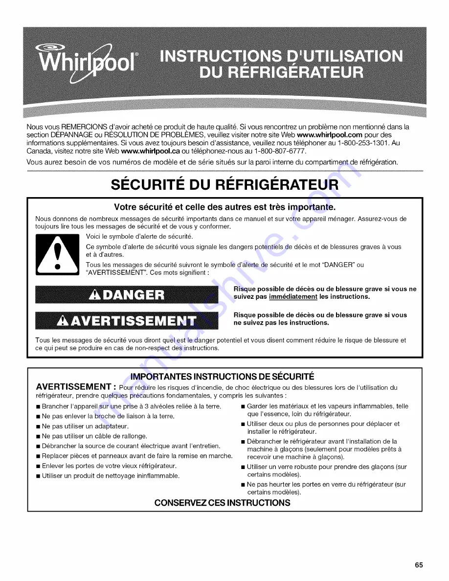 Whirlpool wrx988sibm01 User Instructions Download Page 65