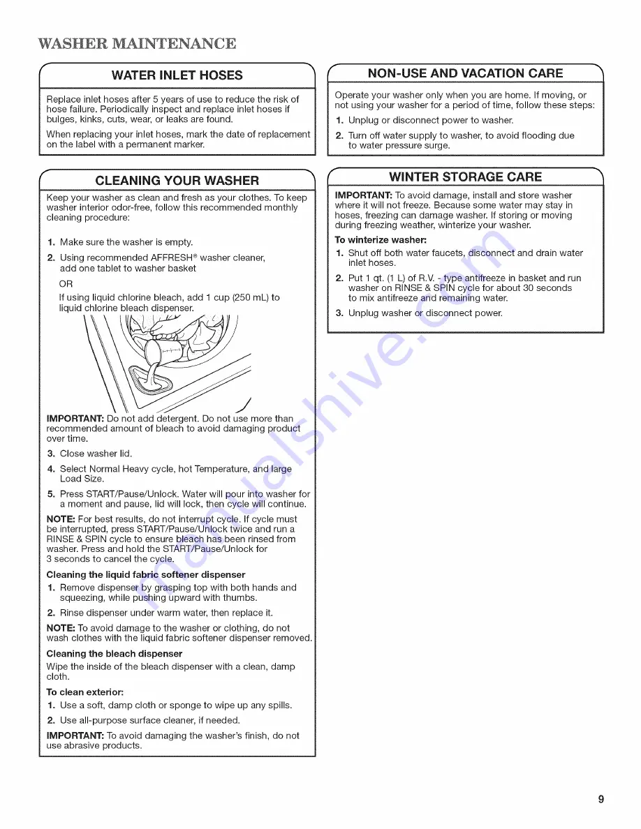 Whirlpool WTW4700YQ0 Use And Care Manual Download Page 9