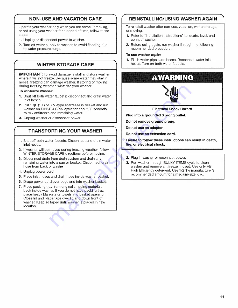 Whirlpool WTW4900AW0 Use And Care Manual Download Page 11