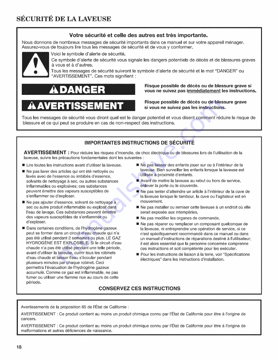 Whirlpool WTW4900AW0 Use And Care Manual Download Page 18