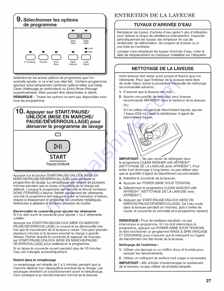 Whirlpool WTW5640XW3 Use And Care Manual Download Page 27