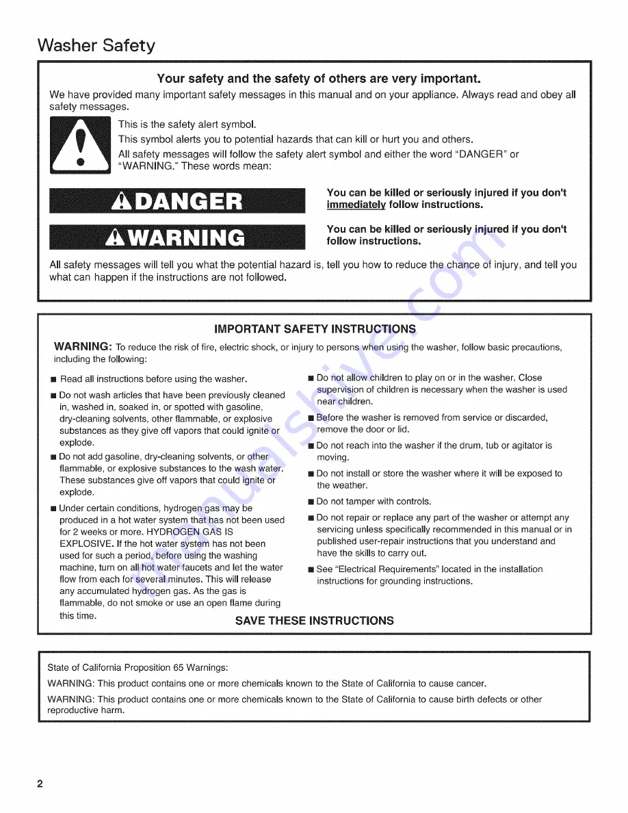 Whirlpool WTW5810BW0 Use And Care Manual Download Page 2