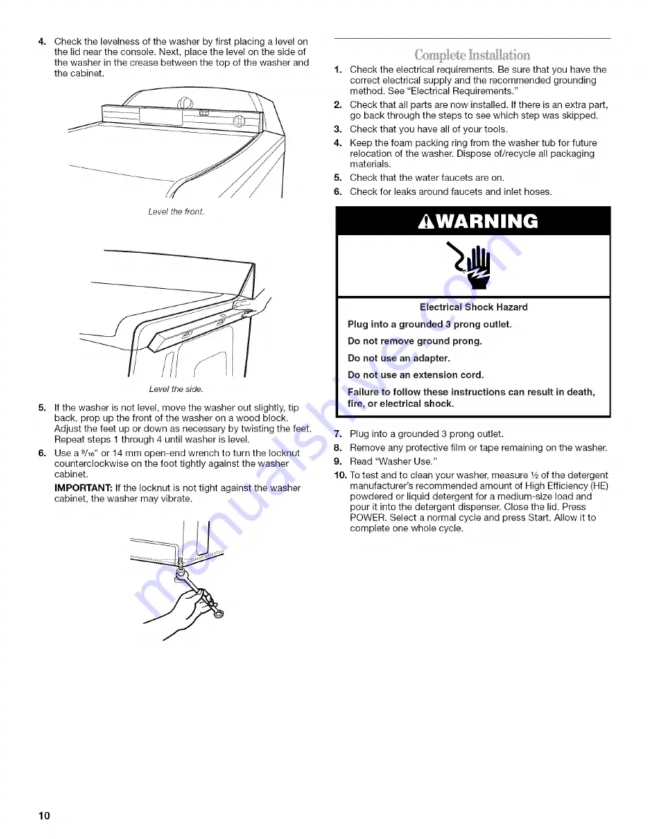 Whirlpool WTW6700TU1 Use & Care Manual Download Page 10