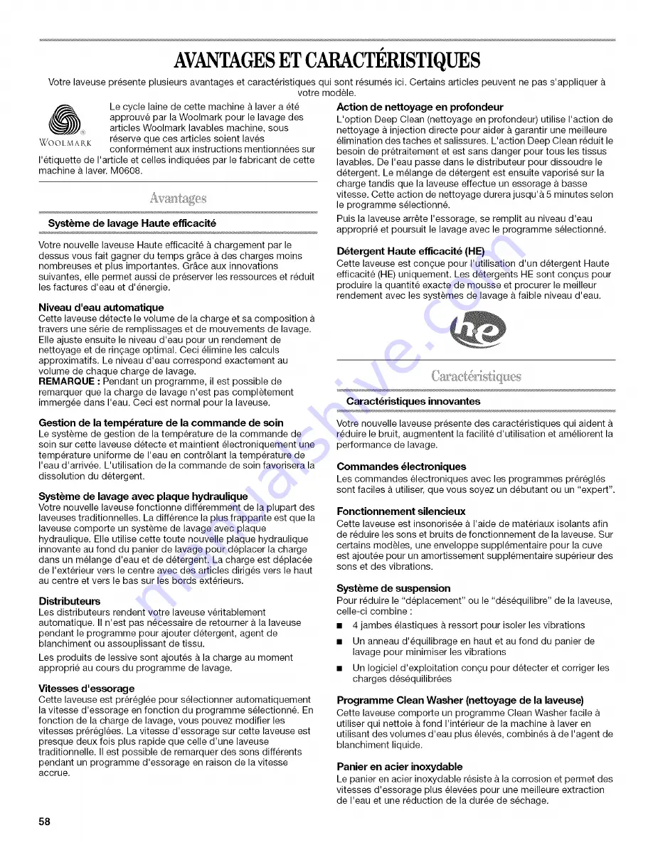 Whirlpool WTW6700TU1 Use & Care Manual Download Page 58