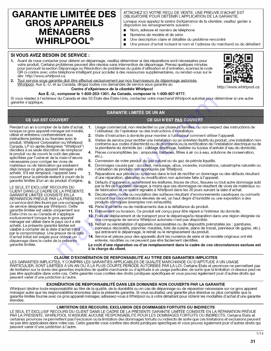 Whirlpool WVI75UC6DS0 Скачать руководство пользователя страница 31