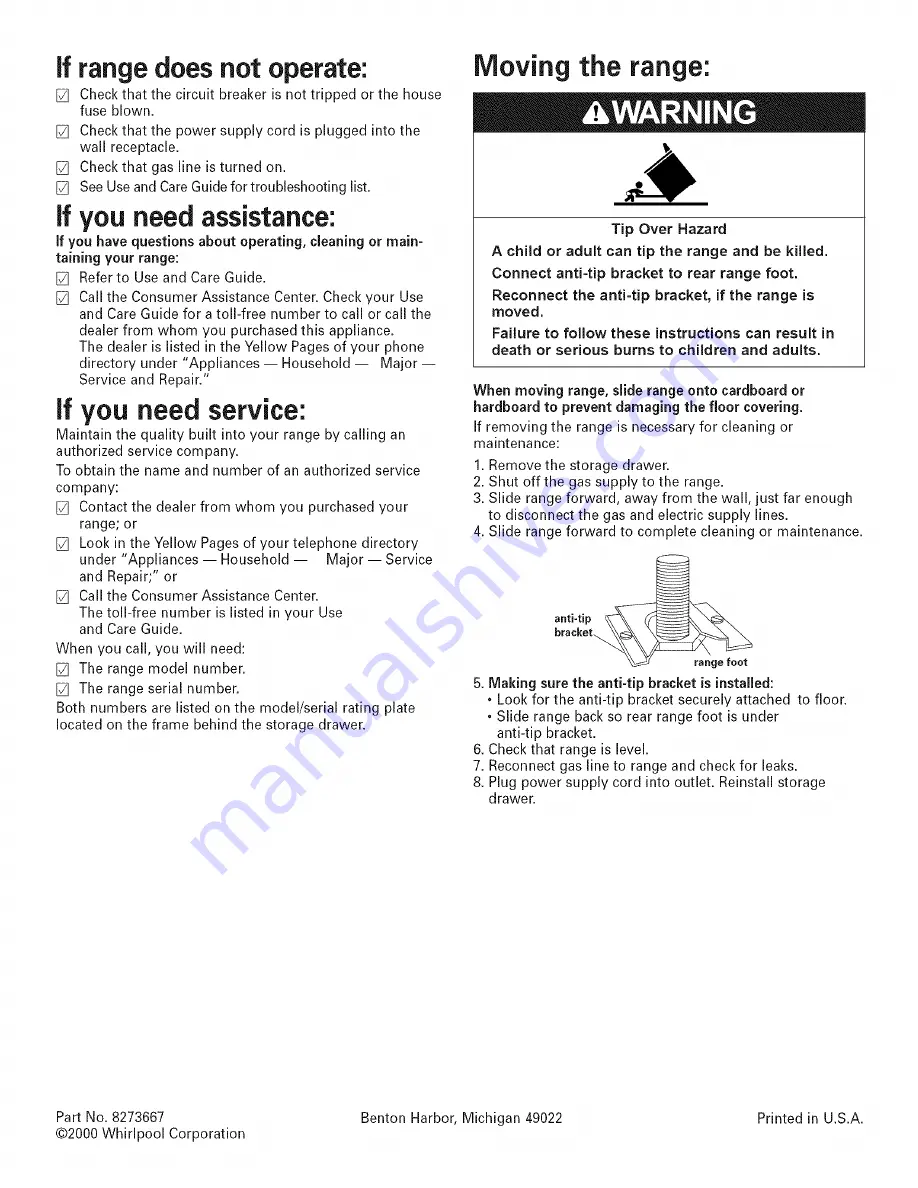 Whirlpool YGS395LEGQ7 Installation Instructions Manual Download Page 16