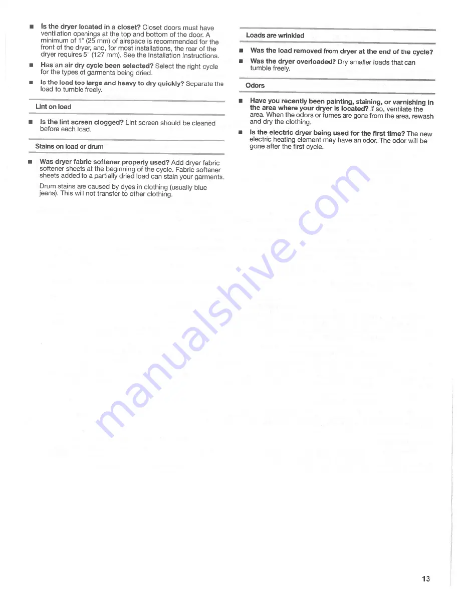 Whirlpool YLTE5243DQA User Instruction Download Page 13