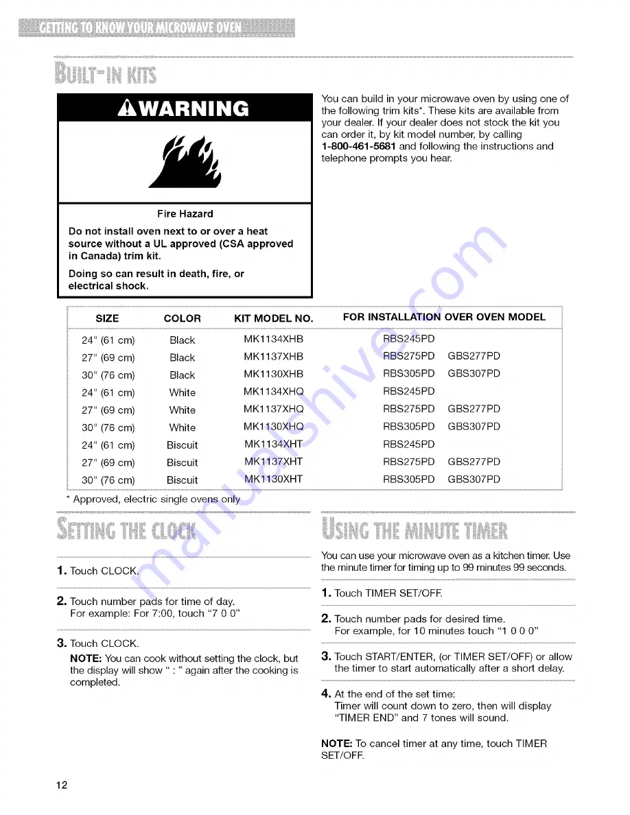 Whirlpool YMT4140K Use & Care Manual Download Page 12