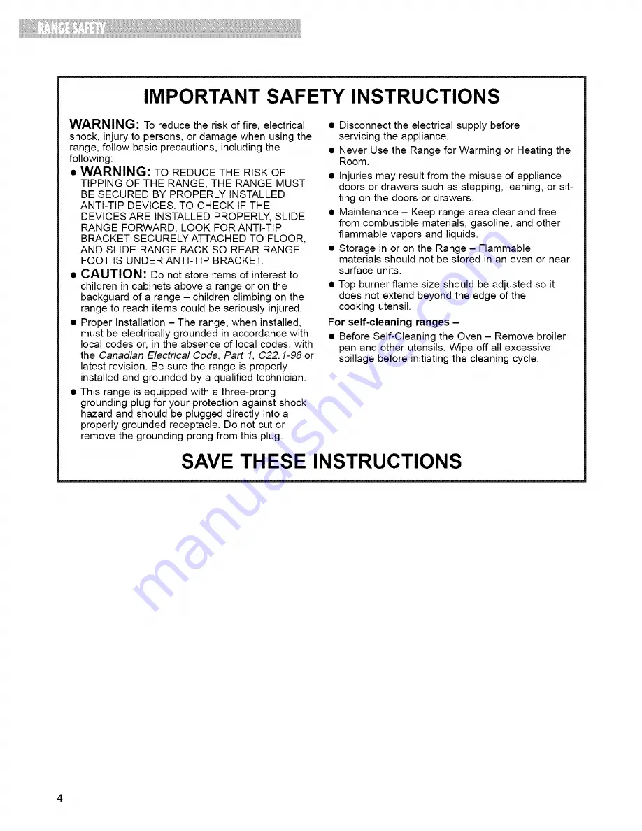 Whirlpool YSF315PEG Use & Care Manual Download Page 4